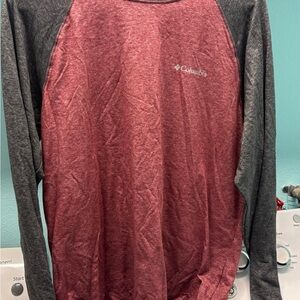 Columbia Men's Burgundy and Charcoal Long Sleeve Tee